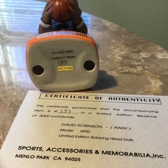 NBA David Robinson San Antonio Spurs 1994 Bobbling Head NICE! (#137of 3000) LE - Picture 7 of 16